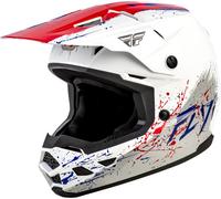 Fly Racing Kinetic Drip, casque de motocross pour jeunes YS Blanc/Rouge/Bleu Blanc/Rouge/Bleu