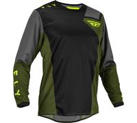 Fly Racing Kinetic Jet Maillot de motocross, noir-vert-jaune, taille L pour homme