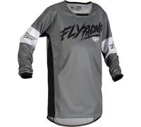 Fly Racing Kinetic Khaos Maillot de motocross pour jeunes, noir-gris-blanc, taille L pour homme