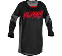 Fly Racing Kinetic Khaos Maillot de motocross pour jeunes, noir-gris-rouge, taille L pour homme