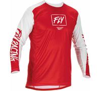 Fly Racing Lite Maillot de motocross, blanc-rouge, taille 2XL pour homme