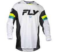 Fly Racing Maillot Kinetic Prix 2024 pour Adulte Blanc/Noir/Haute visibilité S ; 377-423S