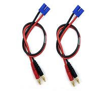 FLY RC 2pcs EC3 Connecteur mâle à 4mm Fiches Banane Chargeur de Batterie Adaptateur de Plomb Câble en Silicone 14awg 30cm 11.8inch (EC3 Chargeur Câble)