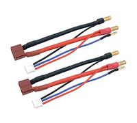 FLY RC Lot de 2 câbles de batterie LiPo 5 mm vers prise femelle Deans et balance JST-XH pour batteries LiPo 2S 7,4 V