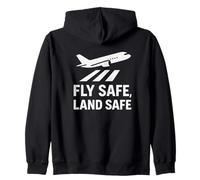 Fly Safe, Land Safe | Cadeau de la Journée Internationale de la sécurité aérienne Sweat à Capuche