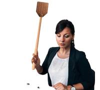 Fly Swatter - Poignée intérieure - Portable - Haute performance - En cuir - Longue poignée - Solution économique et économe en énergie - Pour restaurant, chambre à coucher, cuisine