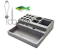 Fly Tying Station, Flying Pliers Tools Holder Organizer, 7.09x7.09x2.05 Inches, 290g, High-Density Tackle Box, Workbench Setup, Portable Jig Storage Rack for Beginners, Anglers