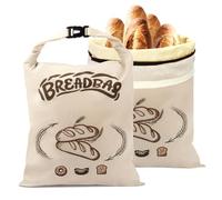 FLYAMAPIRIT Sac à pain en cire d'abeille pour levain, Grand sac à pain réutilisable avec cire d'abeille et lin pour une fraîcheur prolongée, Sac lavable durable pour pain au levain (Pack de 2)