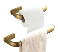 Flybath 2 pièces Ensemble d'accessoires de Salle de Bain - Anneau Porte-Serviette et Porte-Papier hygiénique en Laiton fixé au Mur, Bronze Brossé