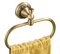 Flybath Anneau à Serviette Ovale en Laiton Anneau-Chiffon Antique Motif Exquis découpant Un Porte-Serviette pour Salle de Bain Cuisine Accessoires de Montage Mural, Bronze brossé