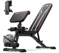 FLYBIRD Banc de Musculation Multifonction,avec Extension de Jambes&Coussin de Curl Preacher,Réglable & Pliant pour Gym à Domicile, Capacité 360KG,Banc d'Exercice pour un Entraînement du Corps Entier
