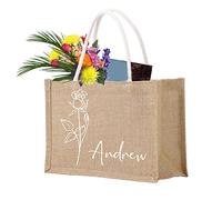 Flycalf Sacs fourre-tout personnalisés en toile de jute pour l'été, la plage, la mariée, les demoiselles d'honneur, les voyages, les fêtes prénuptiales, les cadeaux de fête prénuptiale, sacs