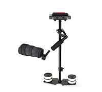 Flycam Stabilisateur portatif 5000 avec plaque à dégagement rapide et pince de fixation pour appareils photo reflex numériques. Cardan 3 axes avec poignée en mousse. Hauteur : 55-73 cm. Charge utile