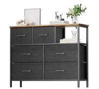 Flycity Commode, Meuble de Rangement en Tissu Oxford, 6 Tiroirs avec Poignées, Pas Facile à Déformer, 100×30×79cm, Chiffonnier, Armoire de Salon, Chambre, Couloir, Noir