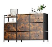 Flycity Commode, Meuble de Rangement en Tissu Oxford, 8 Tiroirs avec Poignées, Pas Facile à Déformer, 132×30×82 cm, Chiffonnier, Armoire de Salon, Chambre, Couloir, Marron Vintage