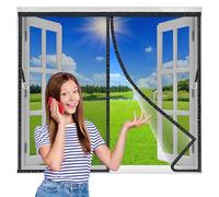 Flycn Magnétique Moustiquaire Fenêtre, 80x120cm Moustiquaire Porte Fenetre empêche les insectes de rentrer, comme les moustiques, les mouches pour Cuisine/Salon/Chambre Noir