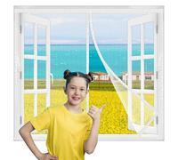 Flycn Moustiquaire Fenêtre Magnétique, 90x105cm Automatiquement Fermé, Installation Facile Sans Outils pour La Plupart Les Types de FenêTres ou Porte de Balcon Blanc