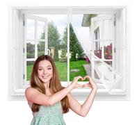 Flycn Moustiquaire Magnétique Fenêtre, 90x105 cm Rideau en Maille, Joint Magnétique de Haut en Bas avec Fermeture Automatique, Maintient l'air frais à l'intérieur Blanc