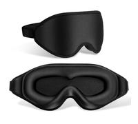 FlyCoco Masque de sommeil léger à 99 % avec contour des yeux 3D profond, zéro pression, extension de cils longs avec sangles réglables pour dormir, voyage, sieste à la maison, femmes et hommes (noir)