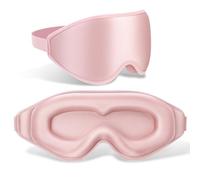 FlyCoco Masque de sommeil léger à 99 % avec contour des yeux 3D profond, zéro pression, extension de cils longs avec sangles réglables pour dormir, voyage, sieste à la maison, femmes et hommes (rose)