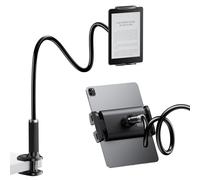 FlyCoco Support de Tablette col de Cygne avec Bras Long Flexible pour lit, Compatible avec iPad Pro Air/iPhone/Kindle Fire/Switch ou Autres appareils de 4 à 13", Noir