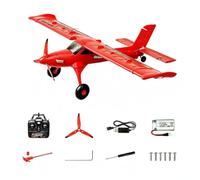 FLYCOLOR QIDI-590 4CH Brushless RC Avion, Draco Fixed Wing Glider, Rouge | Avion RC 2,4 G avec stabilisation gyroscopique, lumière LED et vol de cascade, mousse EPO résistante aux chocs pour adultes