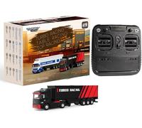 FLYCOLOR Turbo Racing 1: 76 C50 RTR Tracteur télécommande Camion 4WD analogique Phare 10ch modèle de Voiture Miniature (Noir-Rouge)