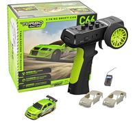 FLYCOLOR Turbo Racing Voiture télécommandée Drift à l'échelle 1:76 avec Gyroscope Mini RTR proportionnel Complet 2,4 GHz avec 2 Coques remplaçables (C66-vert)