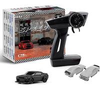 FLYCOLOR TurboRC 1:76 Mini Voiture de Sport 4CH 2.4GHz Télécommande complète proportionnelle RTR Kit avec 2 boîtiers remplaçables (C75-Noir)