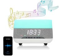 Flycross Diffuseur polyvalent d'huiles essentielles, réveil et lecture de musique, diffuseur de 300 ml avec haut-parleur Bluetooth et lumière LED 7 couleurs, humidificateur à brouillard froid