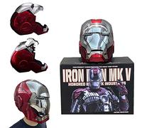 flydragon Marvel Legends Iron Man Mk5 Casque électronique 1: 1 Wearable English Voice Control Masque à Ouverture et Fermeture électriques avec capteur Tactile, Halloween Cosplay, Rouge, 30*20*20