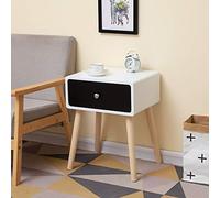 Flyelf Table de Chevet,Table de Nuit, Table d’appoint,avec Tiroir pour Chambre à Coucher Salon Salle de Séjour 40 * 30 * 50 cm (Blanc-Noir)
