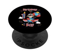 Flyer d'avion pour fête d'anniversaire pour garçons d'un an PopSockets PopGrip Adhésif