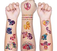 Flyftrey Lot de 8 feuilles de tatouage temporaire My Little Pony Licorne pour enfants - Imperméable - Cadeaux d'anniversaire pour enfants - Décoration