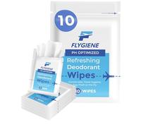 FLYGIENE - Lingettes déodorantes Flygienne - Lingettes corporelles anti-transpirantes emballées individuellement, 10 unités