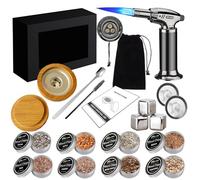 Flygragon Kit Fumoir Whisky - Fumoirs Cocktails avec Copeaux de Bois de Fumage Naturels 8 Saveurs, Pierres à Whisky - Accessoires Bar pour Bourbon Boissons Fromage Cadeau Homme Père Petit Ami