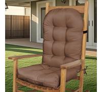 FlyGulls Coussin de chaise de terrasse d'extérieur imperméable une pièce touffeté avec attaches - Coussin de chaise Adirondack à dossier haut pour meubles de patio (1, café)