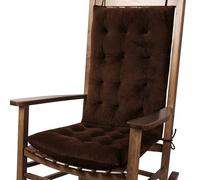 FlyGulls Coussins de chaise à bascule en velours pour intérieur, coussin de chaise à dossier haut et coussin de siège, ensemble de 2 pièces, marron