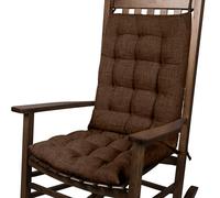 FlyGulls Coussins de chaise à bascule en velours pour intérieur, coussins de chaise à dossier haut et assise, ensemble de 2 pièces en lin brun