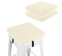FlyGulls Lot de 2 coussins de tabouret de bar carrés antidérapants avec attaches de 5,1 cm d'épaisseur avec housse lavable en machine Ivoire 30,5 x 30,5 cm