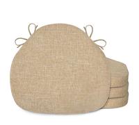 FlyGulls Windsor Lot de 4 coussins de chaise en mousse à mémoire de forme pour salle à manger, cuisine, avec fond antidérapant - Coussins de chaise épais texturés avec attaches pour une utilisation en