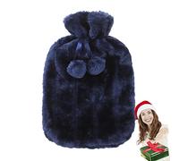 Flyhorse Bouillotte Housse - Bouillotte en Peluche avec Pompons, Sac Bouillotte Électrique, Bouillotte 2 litres, 6 À 8 Heures pour Garder Au Chaud, Bouillotte Seule