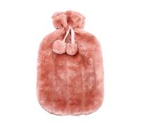 Flyhorse Bouillotte Housse - Bouillotte en Peluche avec Pompons, Sac Bouillotte Électrique, Bouillotte 2 litres, 6 À 8 Heures pour Garder Au Chaud, Bouillotte Seule