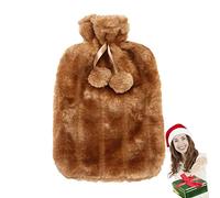 Flyhorse Bouillotte Housse - Bouillotte en Peluche avec Pompons, Sac Bouillotte Électrique, Bouillotte 2 litres, 6 À 8 Heures pour Garder Au Chaud, Bouillotte Seule