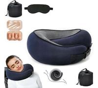 Flyhugz - Oreiller cervical Flyhugs 2024 - Oreiller de voyage en mousse à mémoire de forme, oreiller de voyage en forme de U, pour avion (bleu-b)