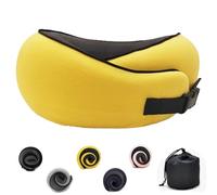 Flyhugz Oreiller Cervical,Oreiller Cervical De Voyage Réglable en Mousse À Mémoire De Forme Oreiller De Soutien du Cou en Coton, Oreiller Cervical Pliable en Forme De U Oreiller De Voyage Ergonomique