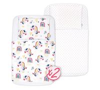 FlyIdeas Drap Housse Cododo 50x83 cm, 100% Coton | Double Ensemble Complet avec Protege Matelas | Compatible avec Berceau Cododo et Matelas Bebe 50x80, 50x83, 50x85, 40x80, 45x80, 50x85 et similaires