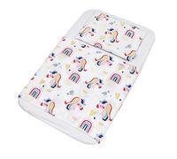 FlyIdeas Drap Housse Couffin et Nacelle 35x75 cm, Parure 3 Pcs 100% Coton - 1 Drap Housse, 1 Drap Plat & 1 Taie d'oreiller avec Tous Les Berceau Couffin et Nacelle Ronde et Ovale