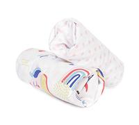 FlyIdeas Draps Housse Couffin et Nacelle 35x75 cm, Parure 2 Pcs 100% Coton - 2 Drap Housses Protégé Matelas Compatible avec Tous Les Berceau Couffin et Nacelle Ronde et Ovale