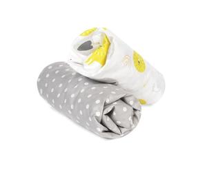 FlyIdeas Draps Housse Couffin et Nacelle 35x75 cm, Parure 2 Pcs 100% Coton - 2 Drap Housses Protégé Matelas Compatible avec Tous Les Berceau Couffin et Nacelle Ronde et Ovale